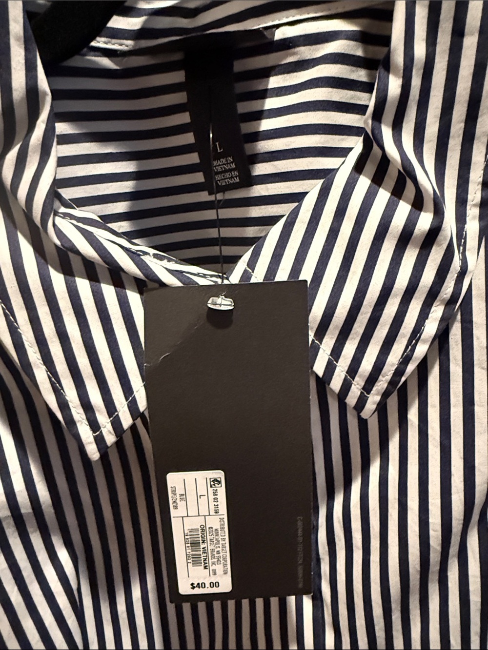 Tailored blue & White Pinstripe Button-Down Shirt new with tags barrel sleeve - Picture 4 of 4